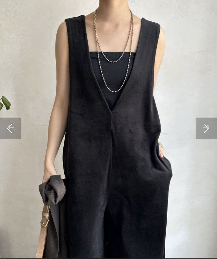 DOUDOU サロペット ブラック ベロア オールインワン オーバーオール