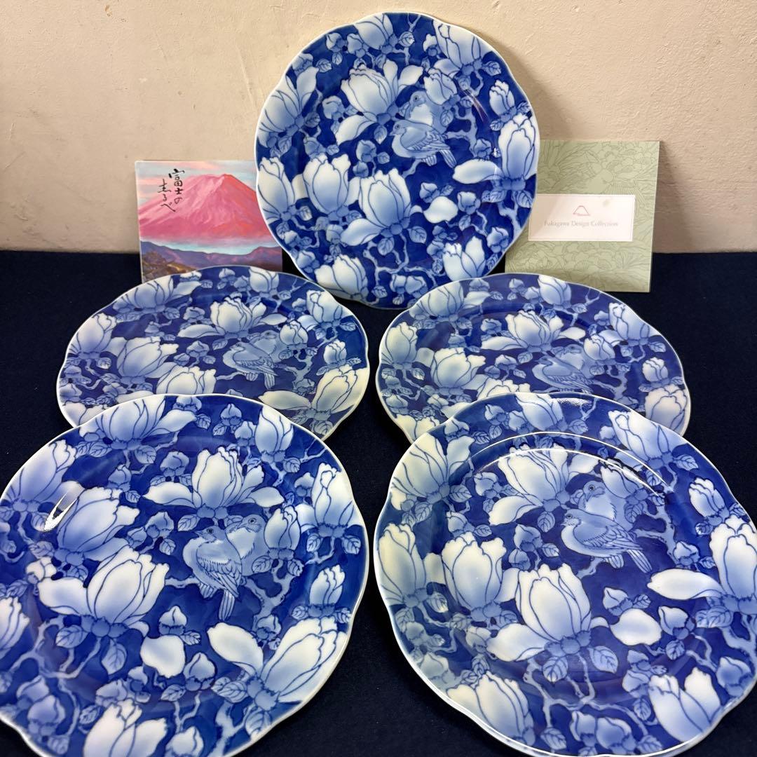 深川製磁　花鳥外濃　パン皿5枚