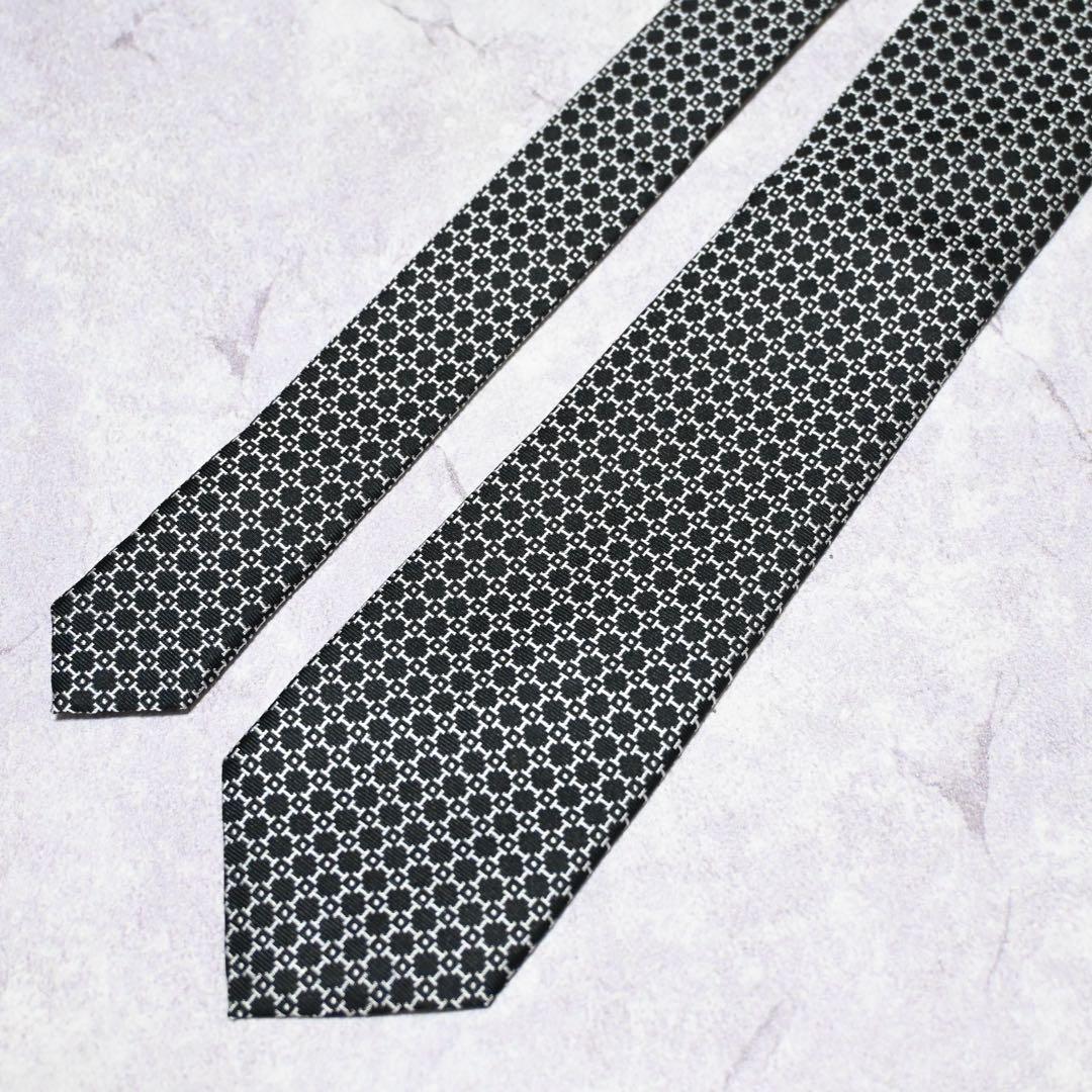 【極美品】 HERMES エルメス H柄 ブラック ネクタイ