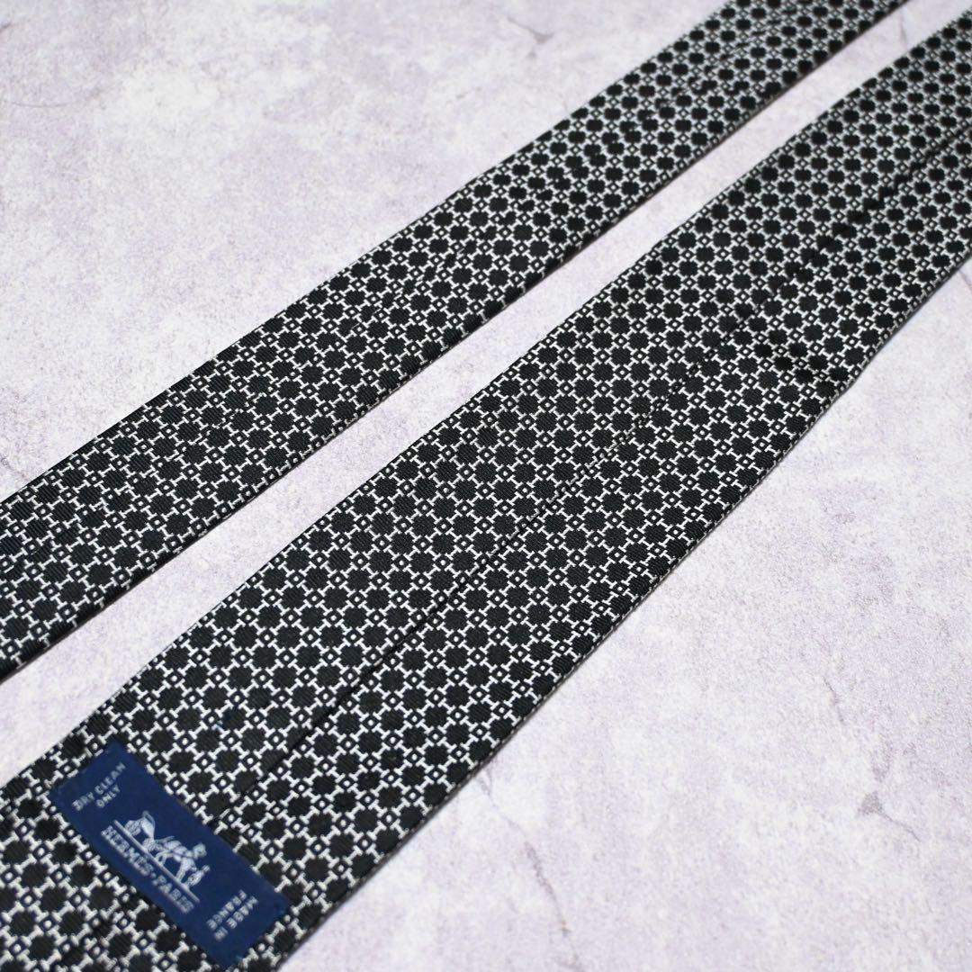 【極美品】 HERMES エルメス H柄 ブラック ネクタイ