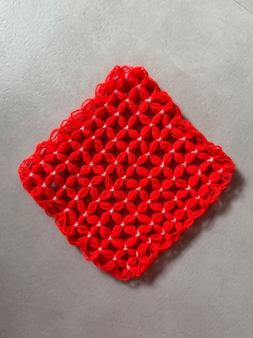 古着 ビンテージ 70s 鍵網 特殊網 グラニー ブランケット 敷物 希少 美品