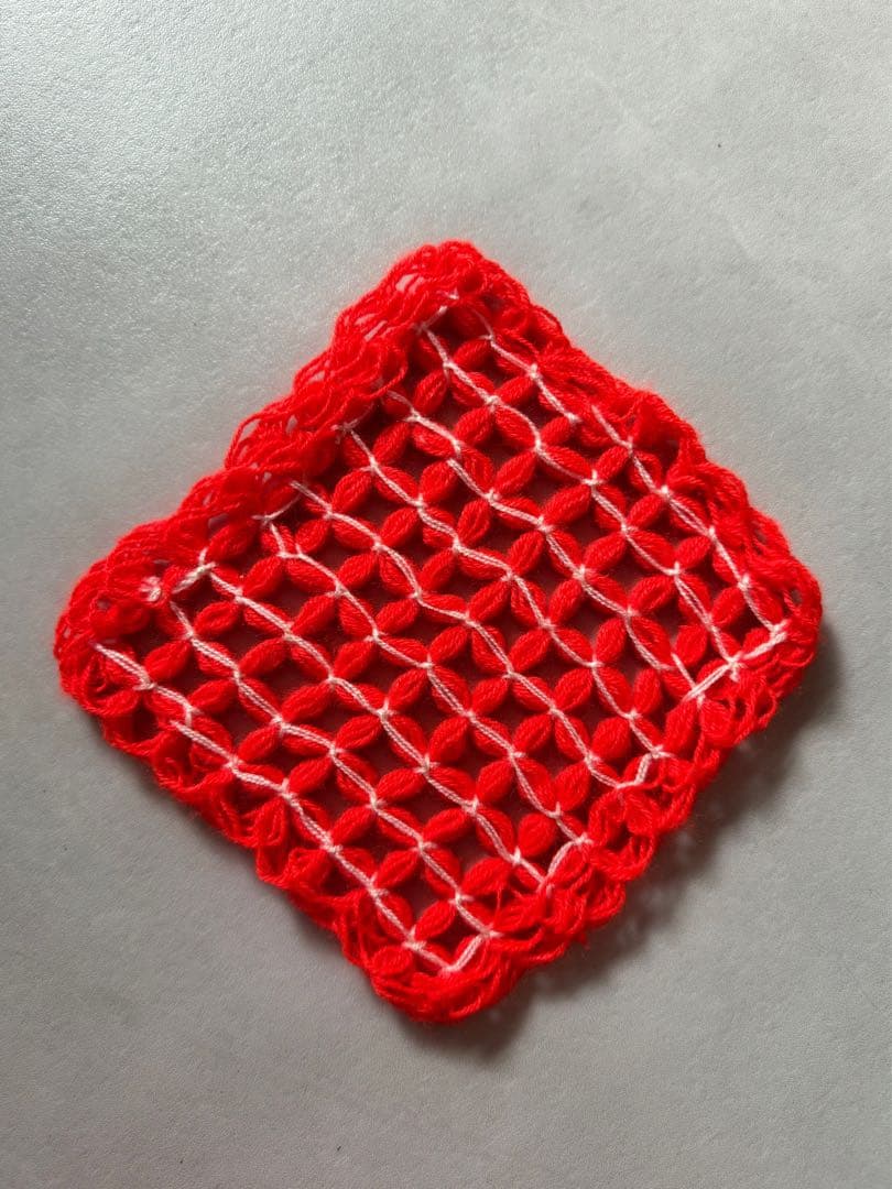 古着 ビンテージ 70s 鍵網 特殊網 グラニー ブランケット 敷物 希少 美品