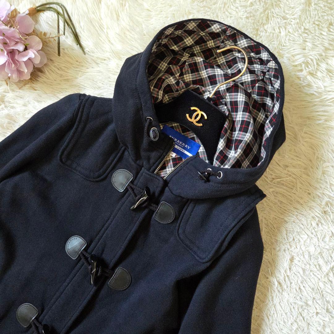 美品 バーバリー Aライン ダッフルコート ノバチェック サイズ M ブラック