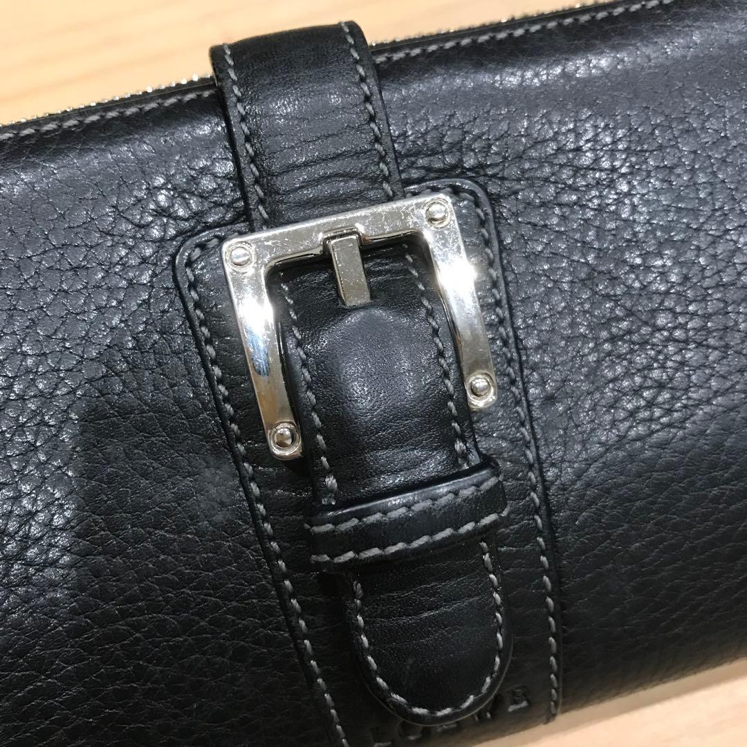 美品 LOEWE ロエベ 二つ折り長財布 ブラック レザー