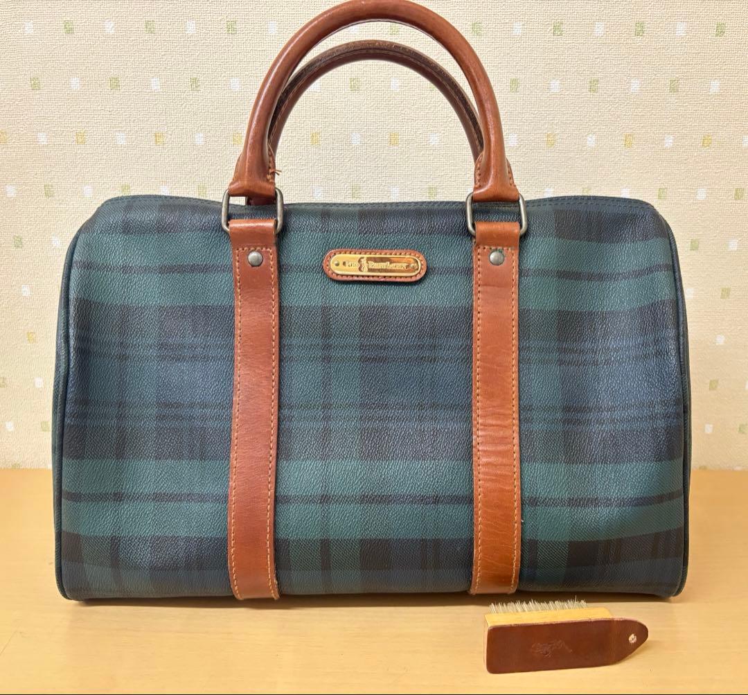 ✨美品✨ ポロラルフローレン ミドルボストンバッグ PVC レザー グリーン