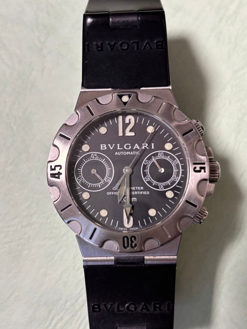 BVLGARI ディアゴノ自動巻き ブラックラバーベルト 時計