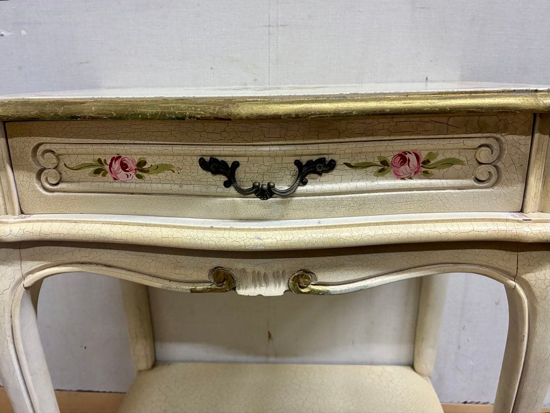 管399☆ イタリア製☆ロココ調☆姫家具☆ヒビ加工☆サイドテーブル