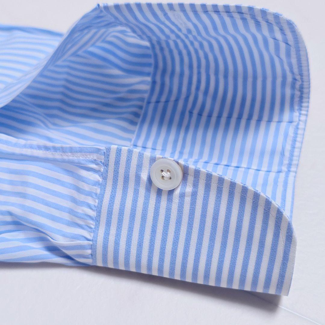 美品✨Kiton イタリア製 水色 ストライプ 長袖 ドレスシャツ 高級