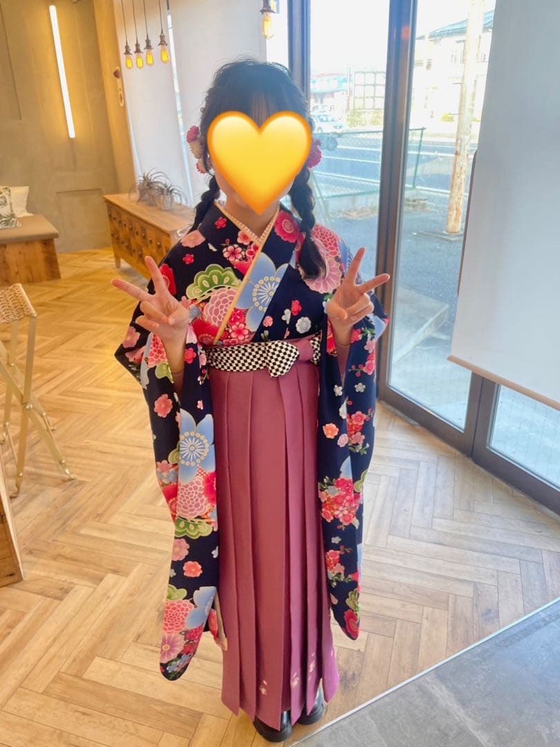 アリサナ袴セット　ネイビー薄紫　150 卒業式　即購入OK