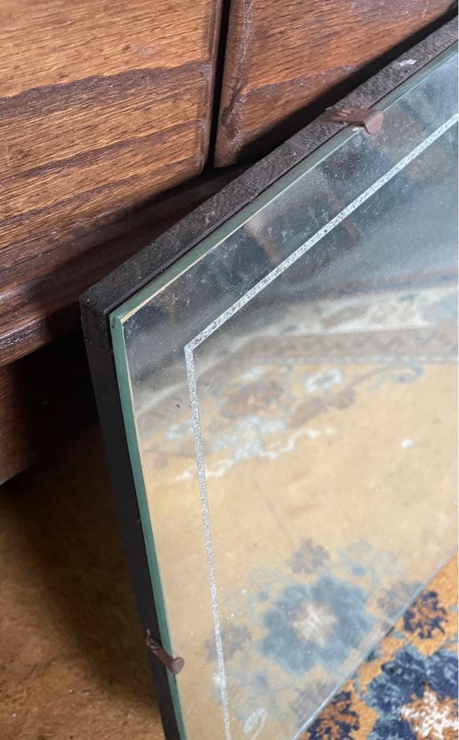 稀少/アンティーク/イギリス製/壁掛けミラー/カッティングミラー/ミラー/鏡