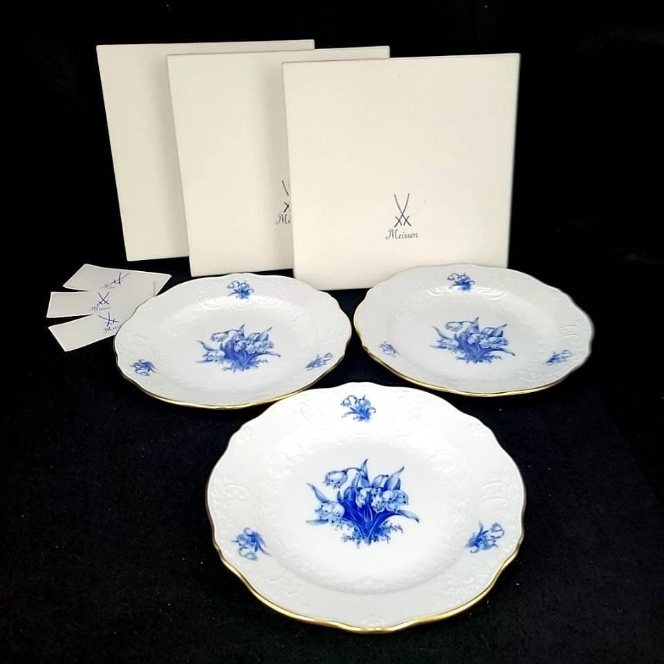 ◇美品◇マイセン　飾り皿　スズラン　プレート　3枚　箱つき