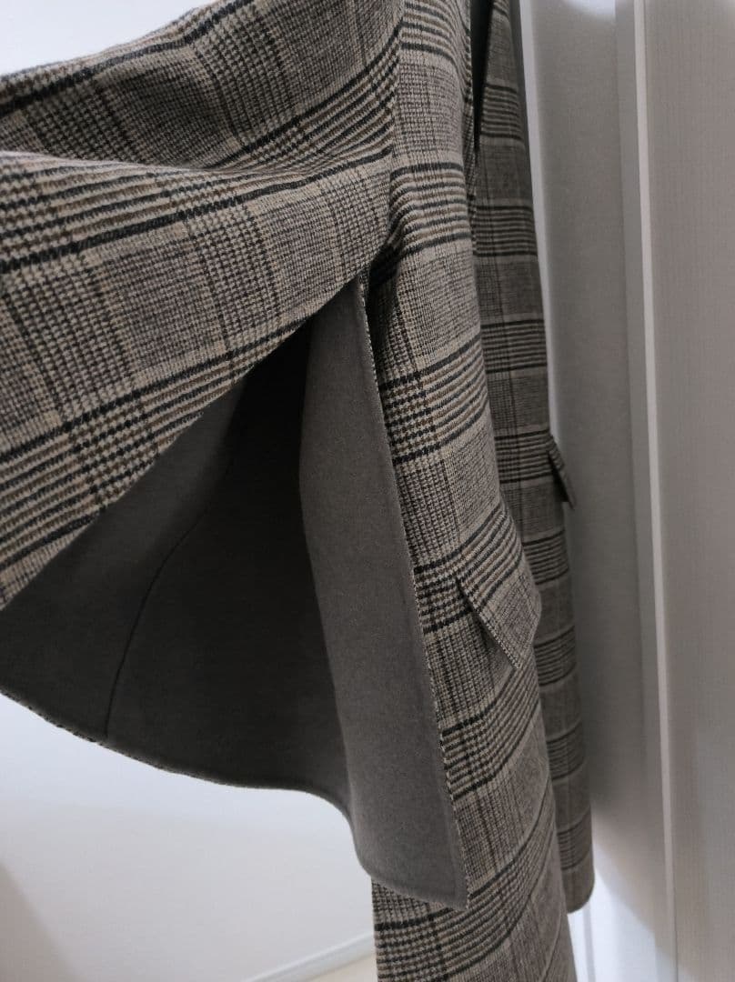 【18万】リバーシブル♡グレンチェックケヌキリバーシブルコート ポンチョ