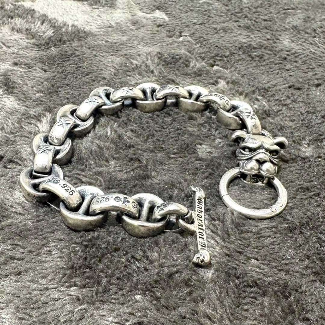 ヴィンテージ ブルドッグ チェーンブレスレット シルバー925 刻印 y2k