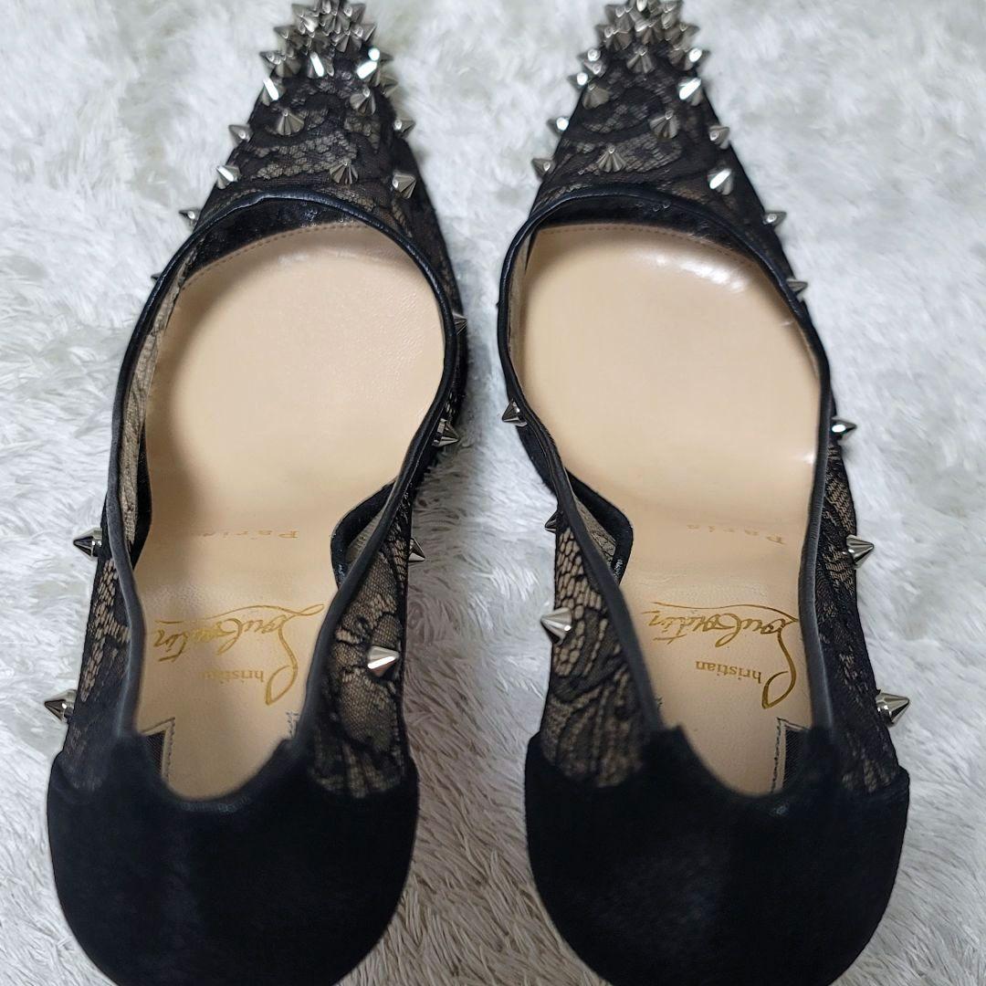 美品✨Christian Louboutin レース ハイヒール スタッズ