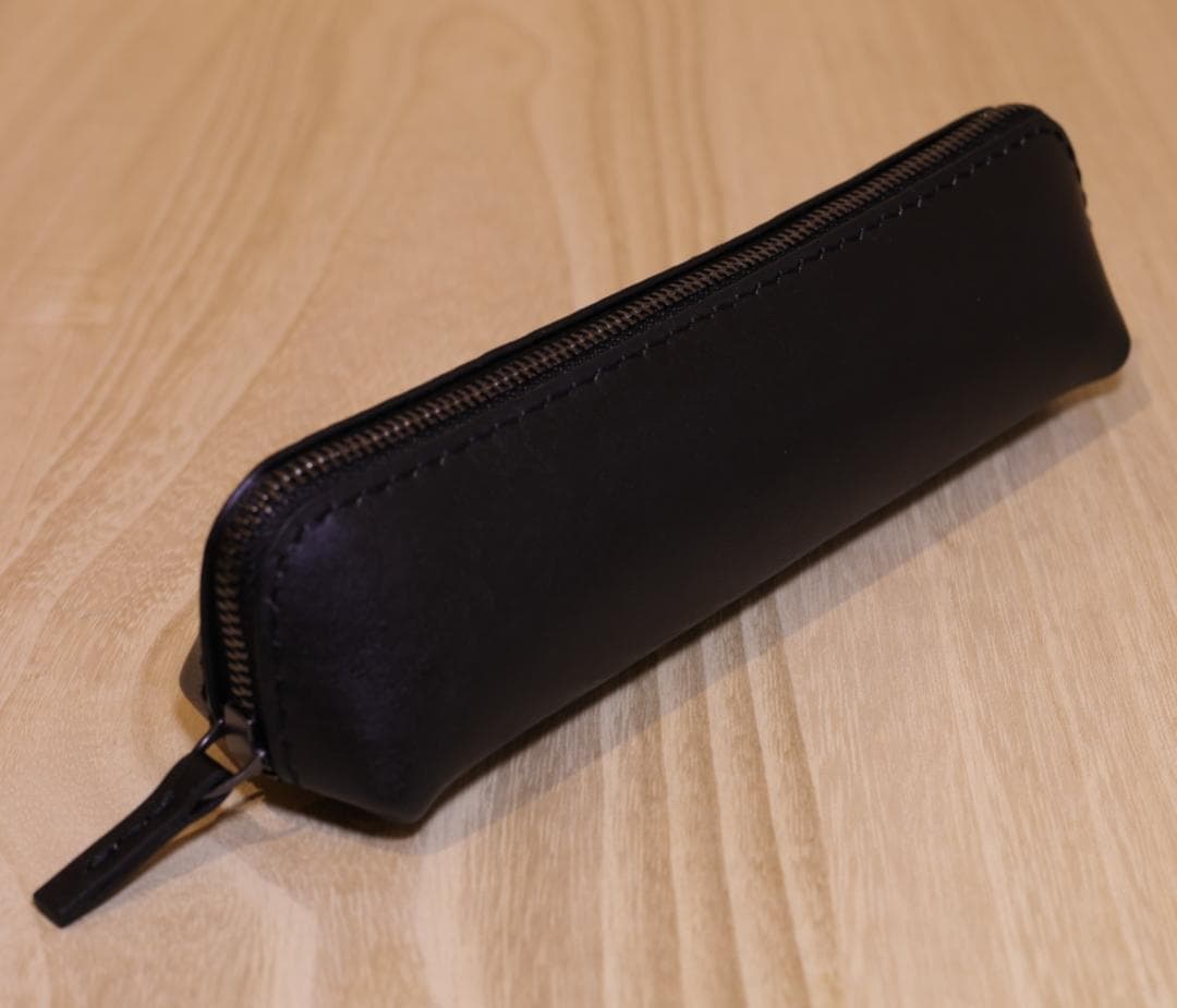 【やまー】新品　ペンケース　黒革　YKKエクセラ