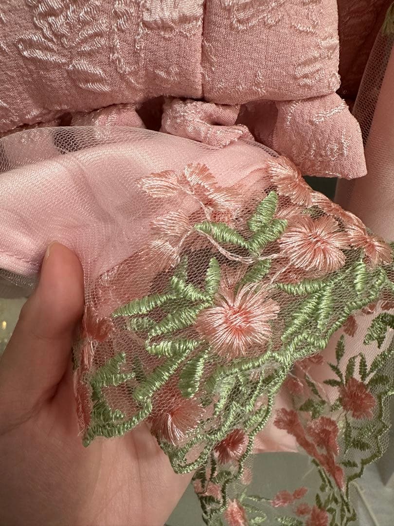 キャサリンコテージ/753/フラワーレース着物ワンピ+被布セット/100cm