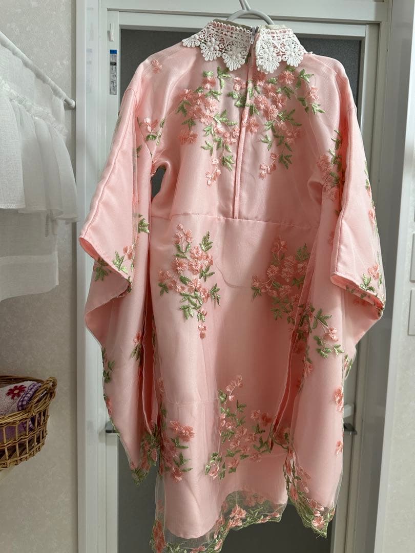 キャサリンコテージ/753/フラワーレース着物ワンピ+被布セット/100cm