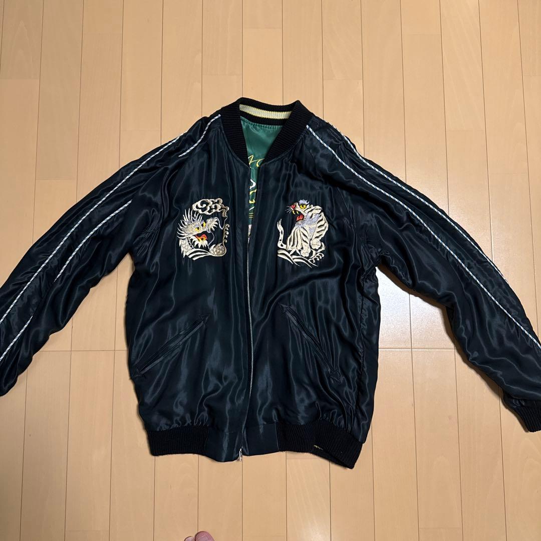 テーラー東洋　スカジャン　リバーシブル　緑　黒　和柄