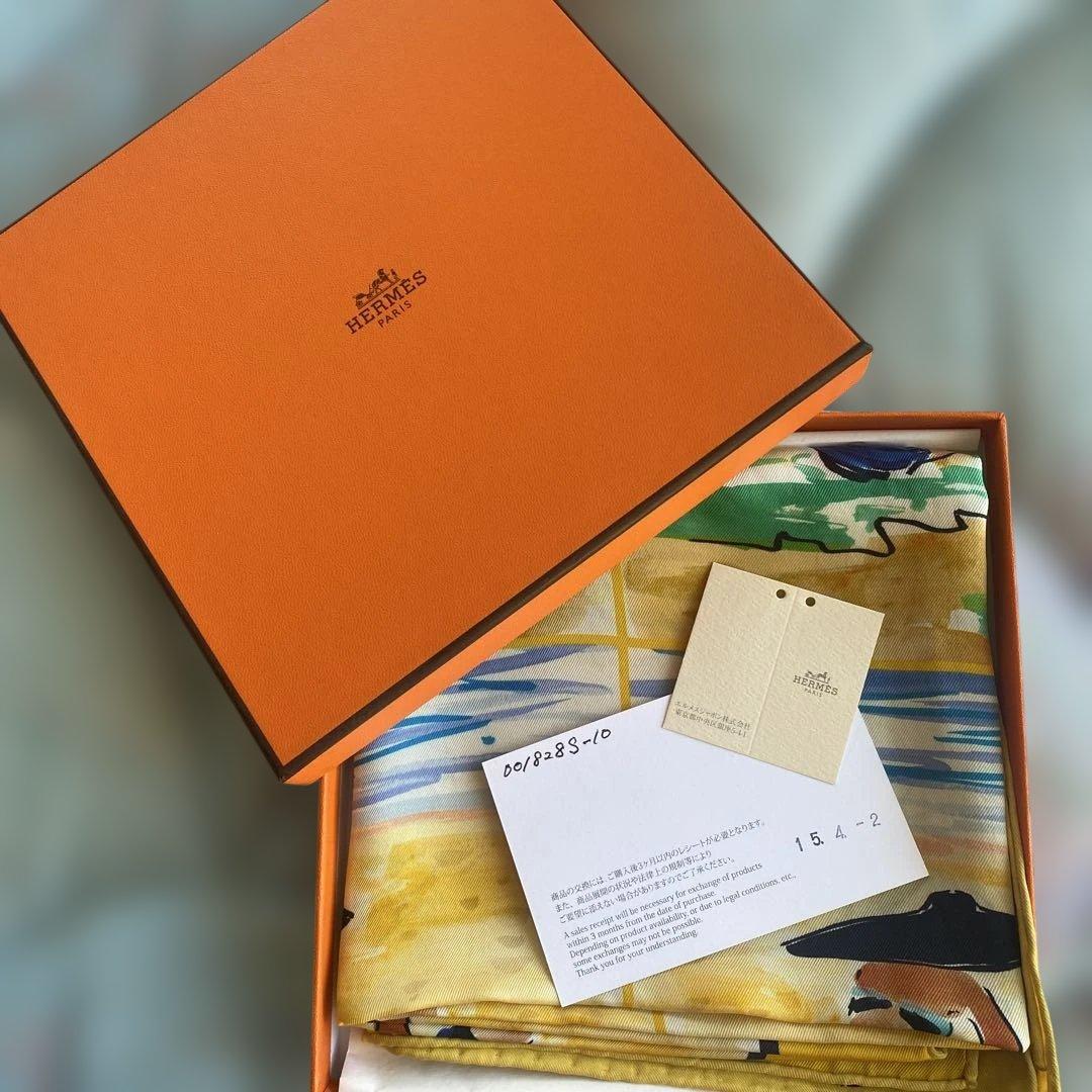 HERMES Bain de Mer シルクスカーフ70