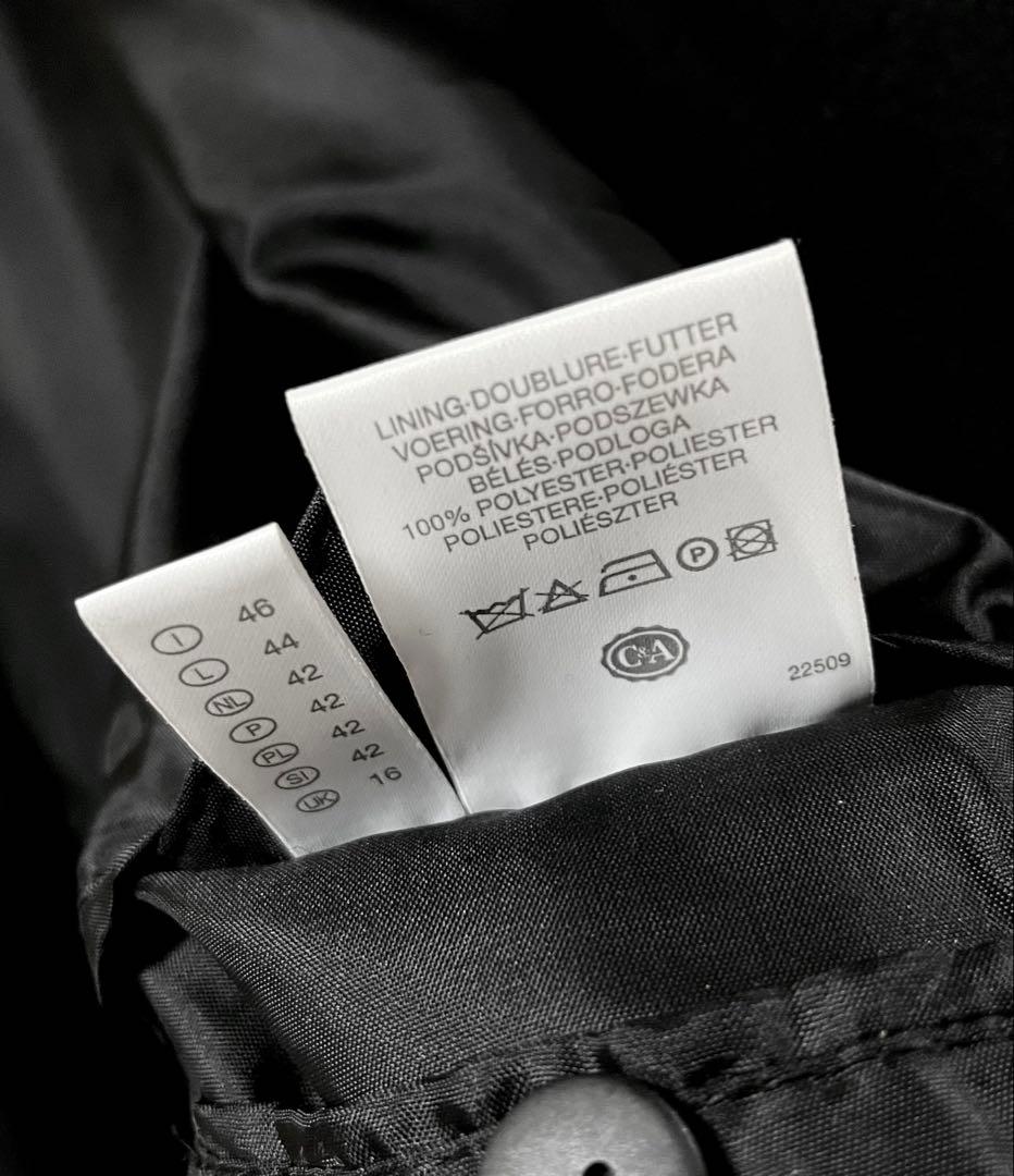 古着 canda 黒 ブラック ダブルブレスト ロングコート