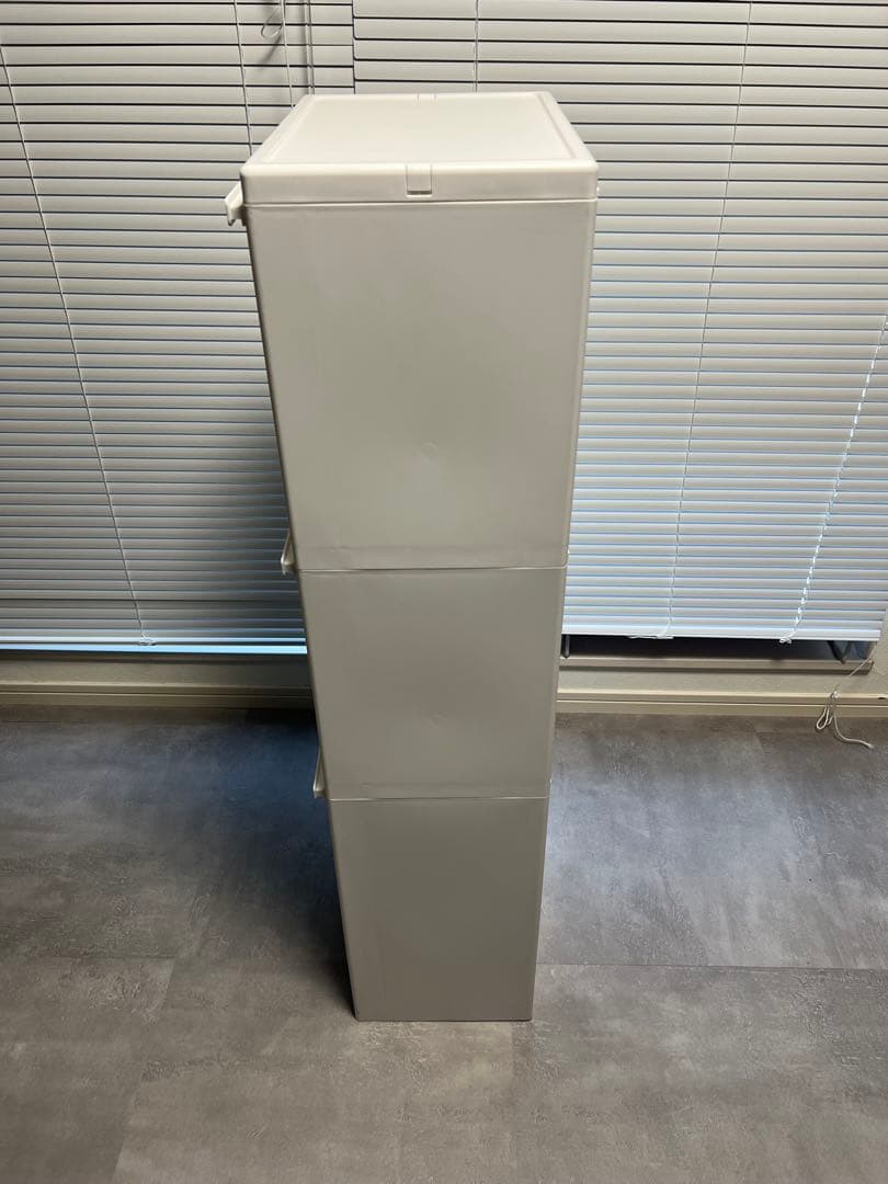 スリム収納ボックス 3段／縦型収納ケース ホワイト キッチン・洗面所・隙間収納に