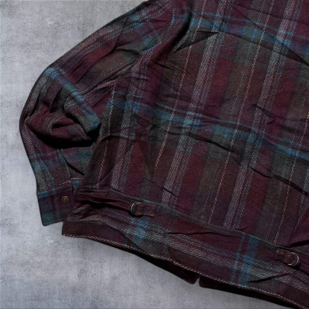 2348 古着90年代FASHION BUGウールハリントンジャケット短丈好配色