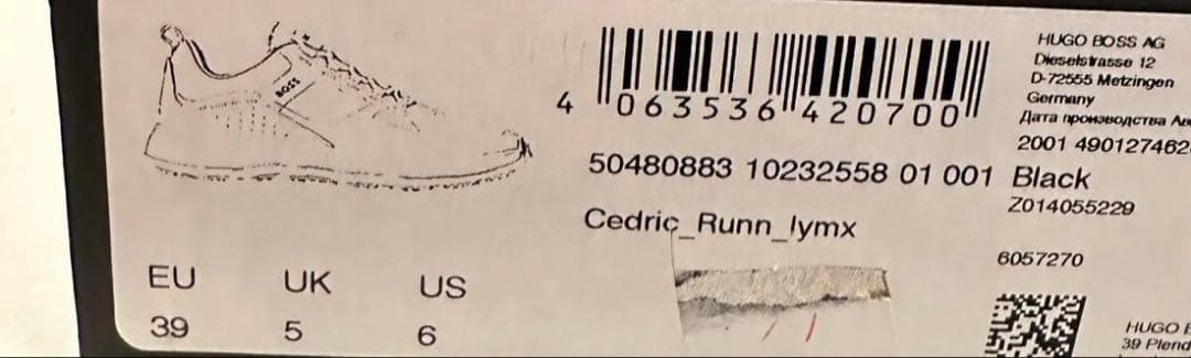 EU39 Hugo Boss Cedric Golf Trainers ブラック