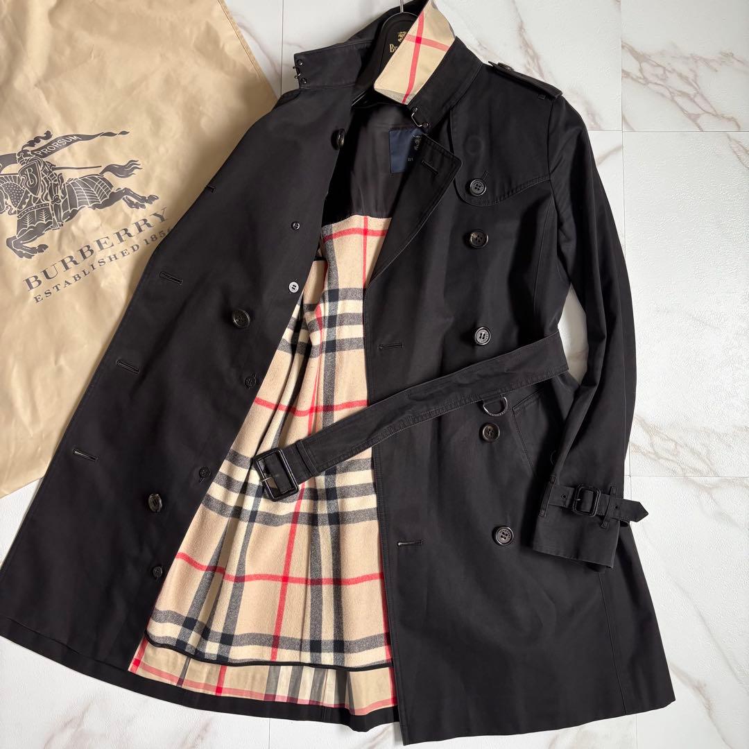 人気◆バーバリーロンドン ライナー ベルト付 トレンチコート 36 黒