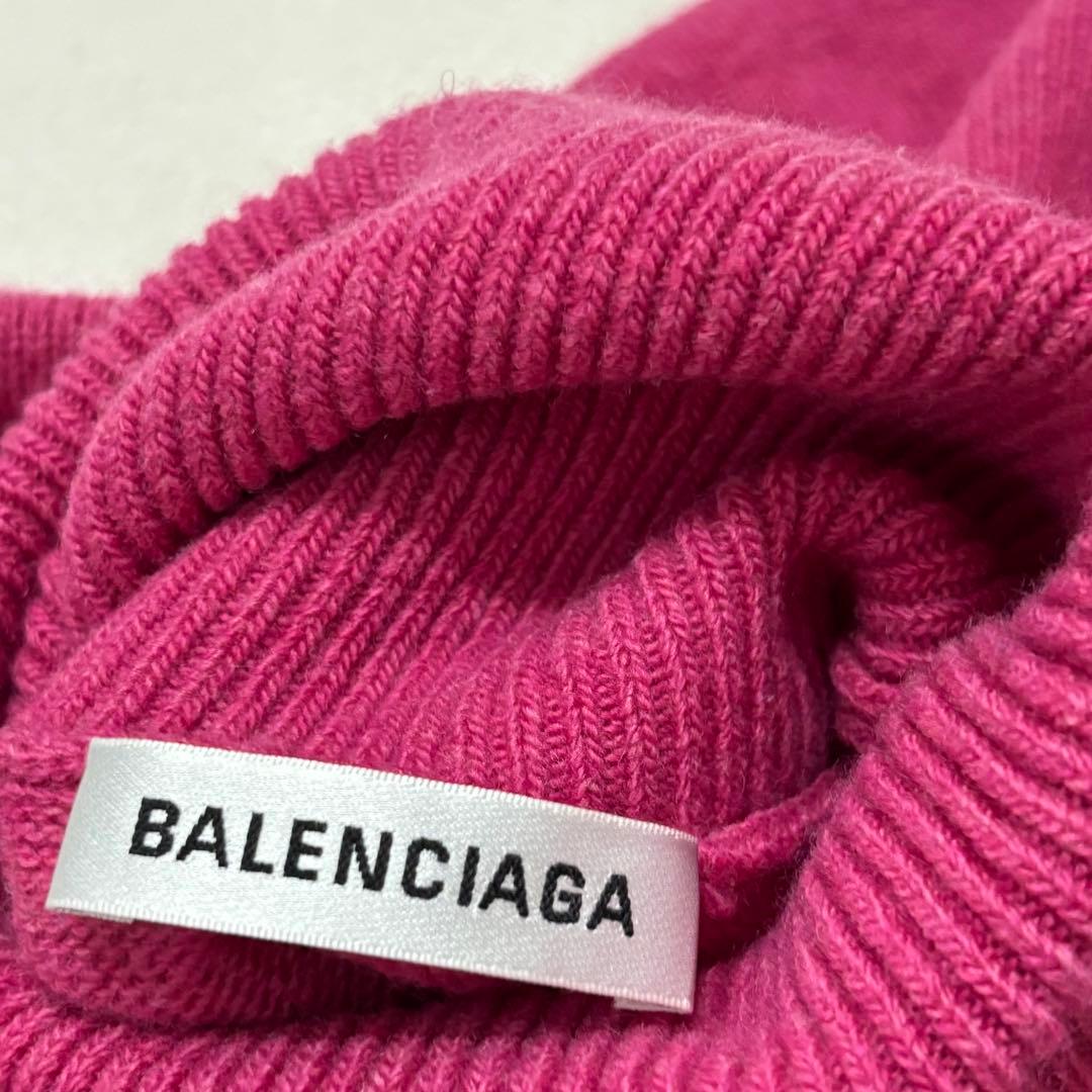 BALENCIAGA バレンシアガ　美品　ピンク　刺繍　ロゴ　ニット　タートル