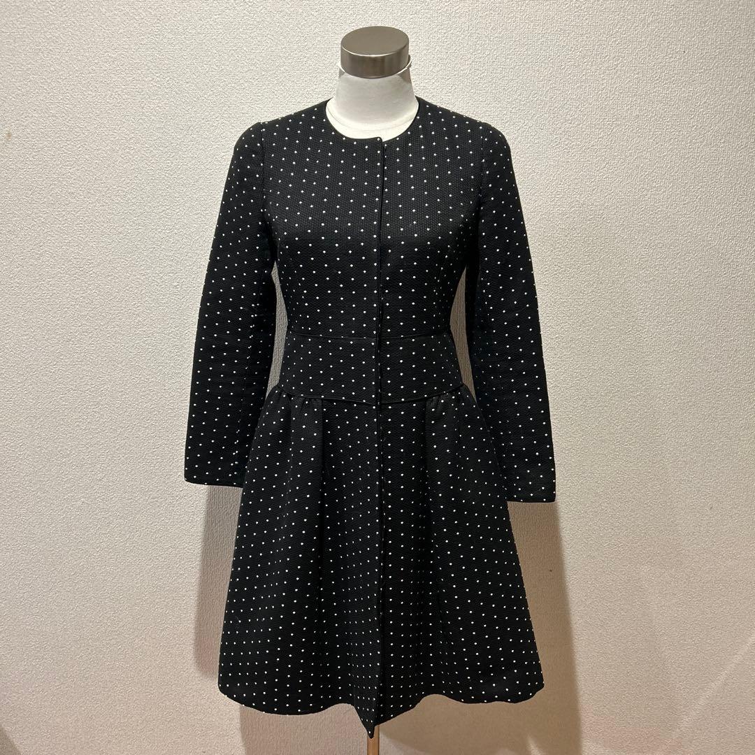 Rene ルネ　ノーカラーコート　ドット柄 34