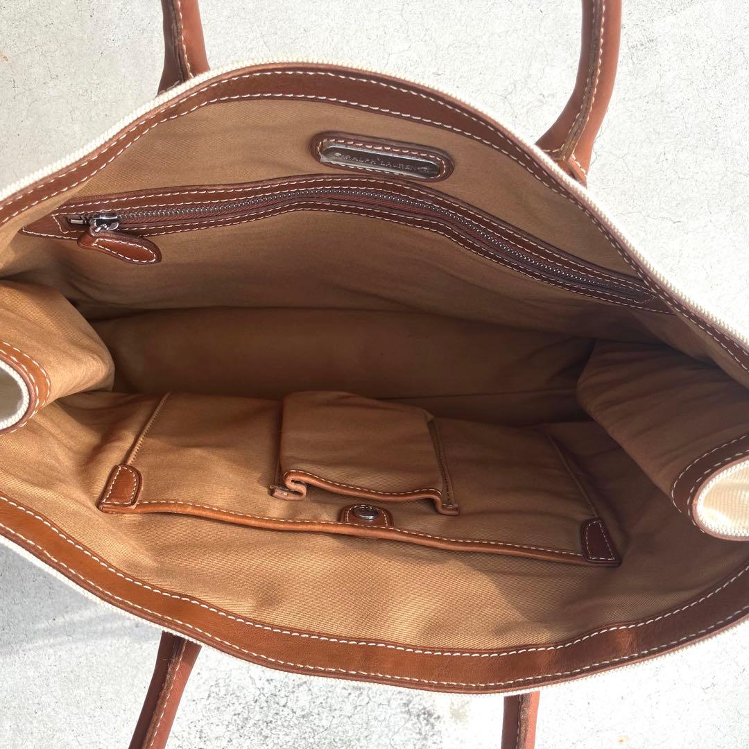 Ralph Lauren トートバッグ キャンバス素材 本革ハンドル タッセル