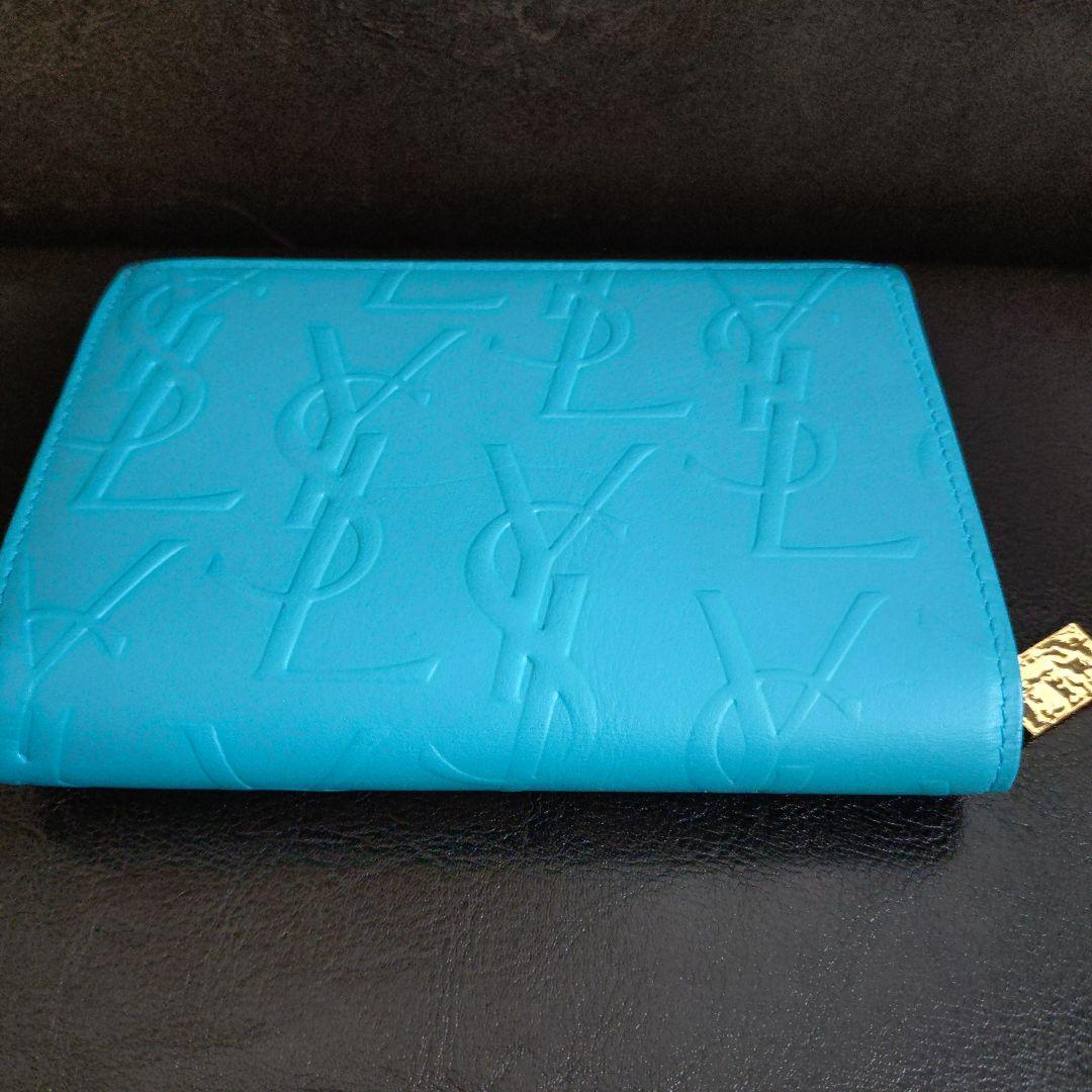 【未使用】YSLイヴ・サンローラン ターコイズ 二つ折り財布