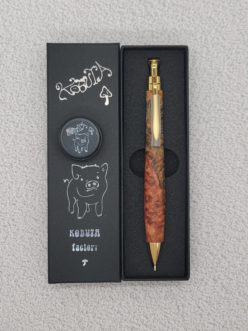 新品　こぶた工房　極上花梨瘤　トリコロール瘤　金金具　シャープペンシル0.5