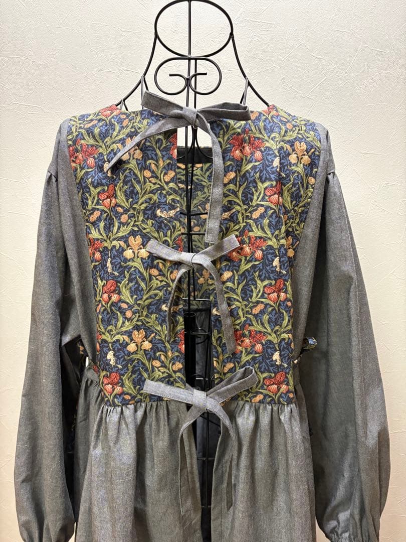 割烹着 おしゃれ ハンドメイド【ウィリアム モリス アイリス】