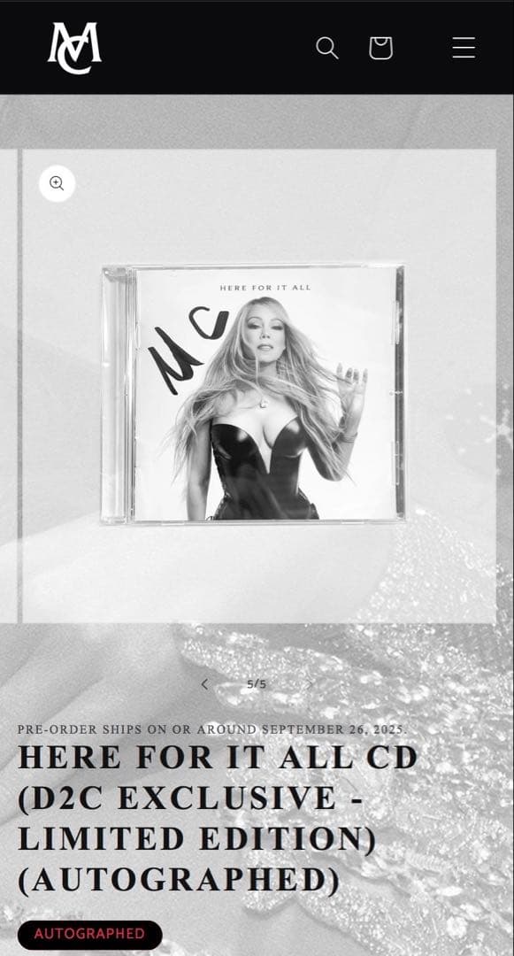 直筆サイン入り マライアキャリー 「ヒア フォー イット オール」 新品CD