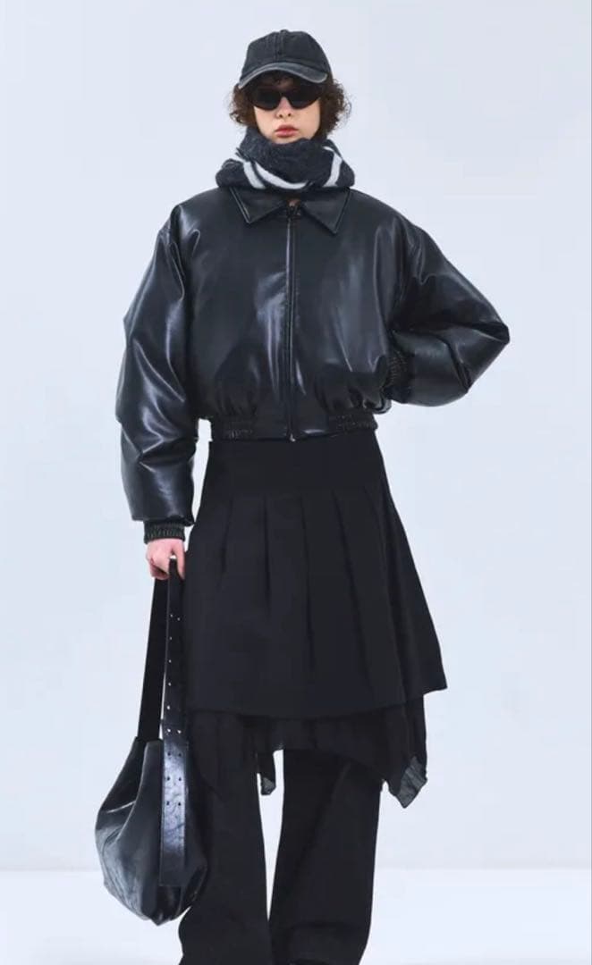 VIVABROWN パデット レザージャケット ブラック