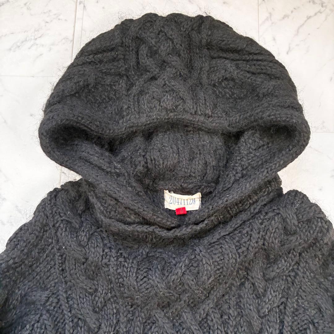 20471120 変形ニットパーカー ブラック Y2K M相当 90s