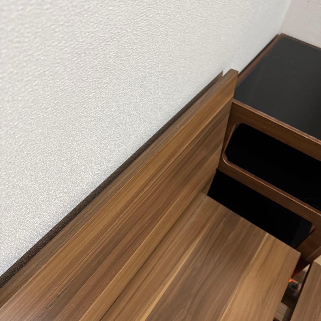 指値教えてください30日削除LOWYA 木目調ダブルベッドフレームヘッドボード付