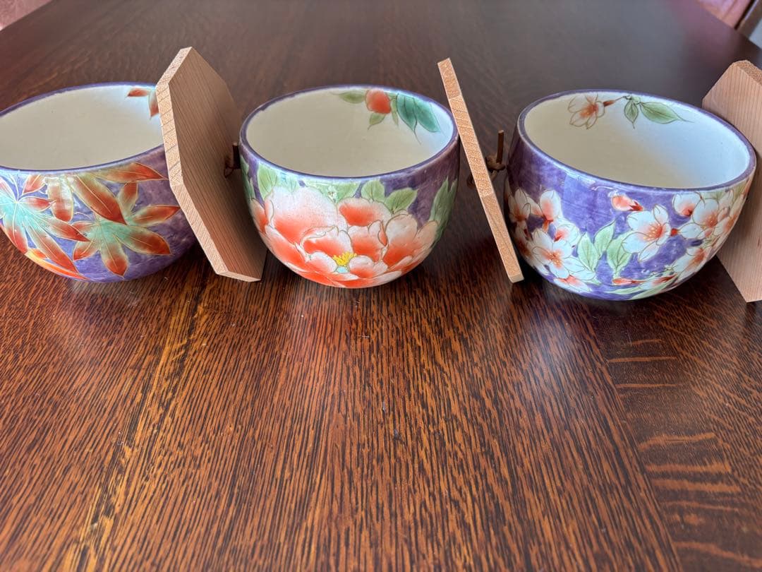 京焼　清水焼　蓋付き飯椀3個セットA