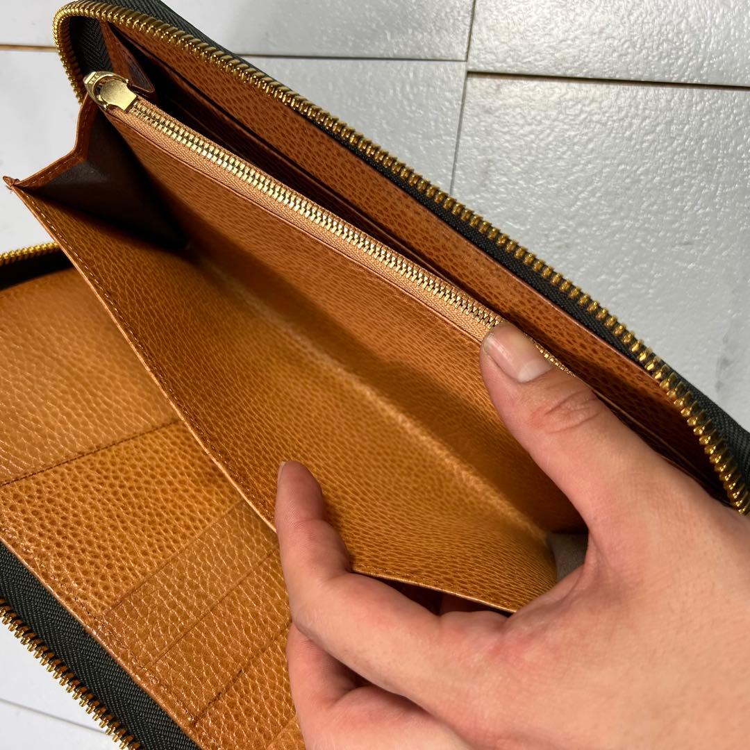 極美品 KUBERA 9981 長財布 オーガナイザー ラウンドジップ グリーン