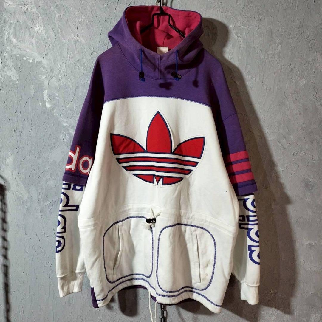 adidas アディダス 80s後期〜90s スウェット　パーカー　刺繍ロゴ