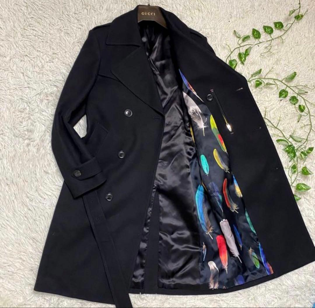 ポールスミス フェザー柄 トレンチコート 17AW 黒 S