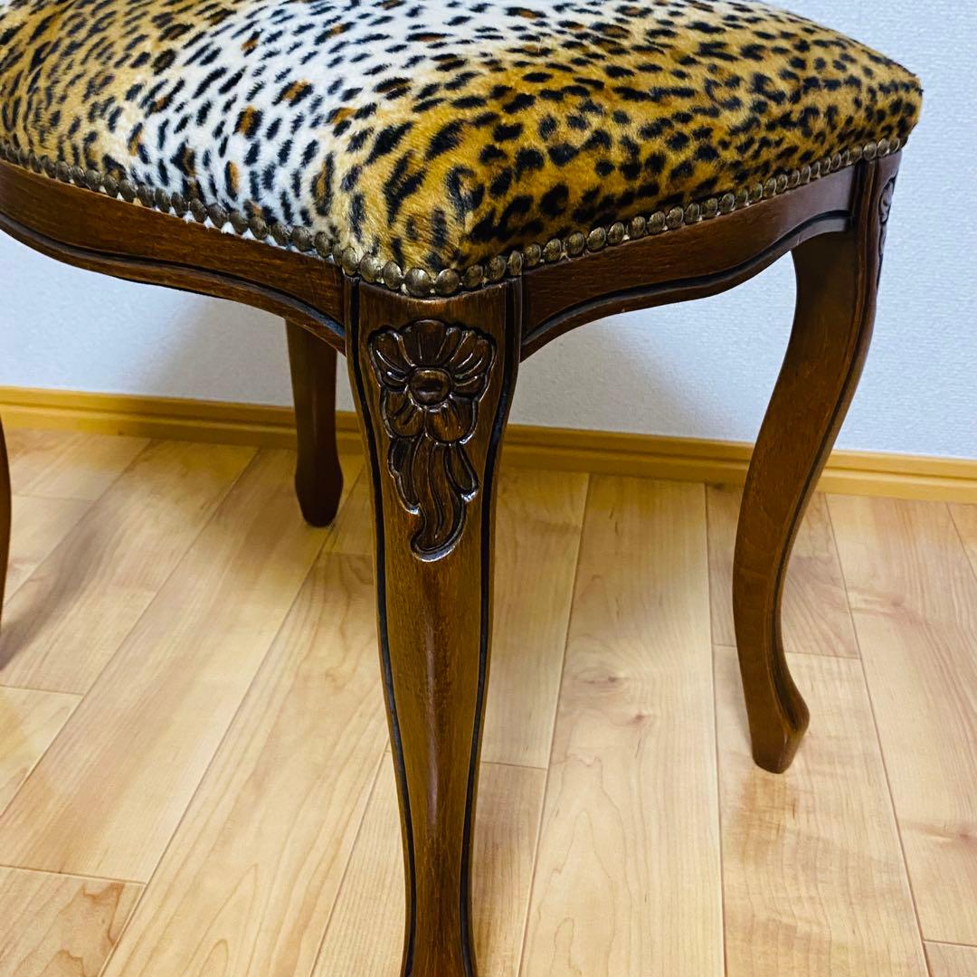 極美品✨高級イタリア家具 オットマン 猫脚 ヒョウ柄