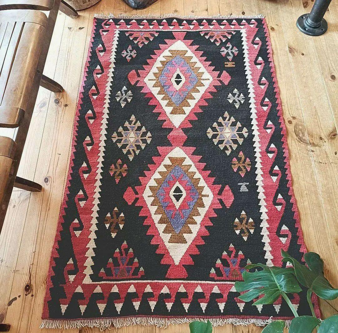 【70s】トルコ製ヴィンテージラグ キリム　トライバルラグ オールドキリム