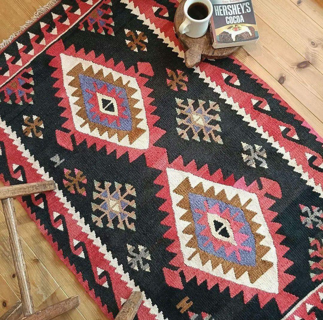 【70s】トルコ製ヴィンテージラグ キリム　トライバルラグ オールドキリム