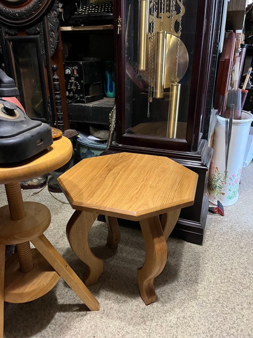 ケヤキテーブル、サイドテーブル、コーヒーテーブル、飾り台、猫脚テーブル 天然木台