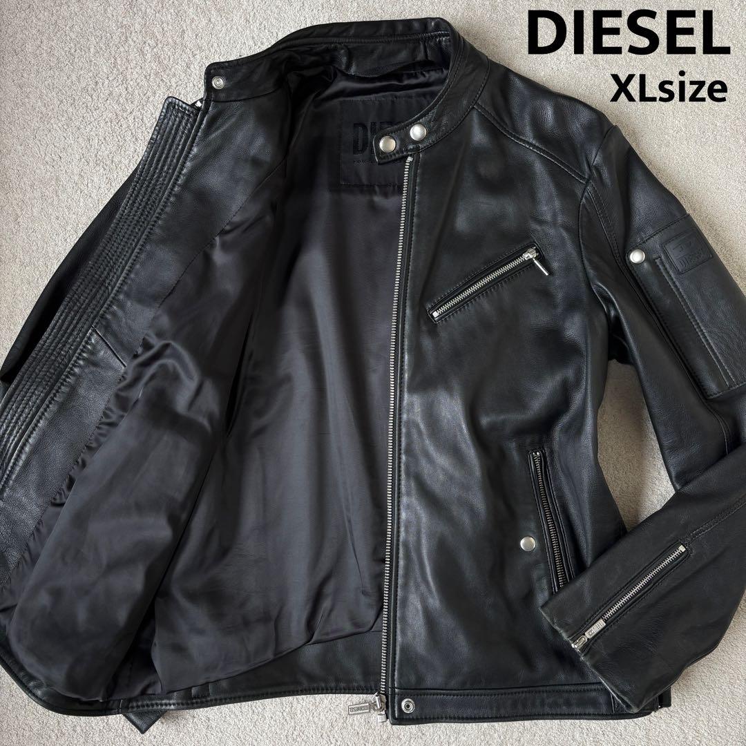 DIESEL レザージャケット XLサイズ ライダース シープスキン ブラック