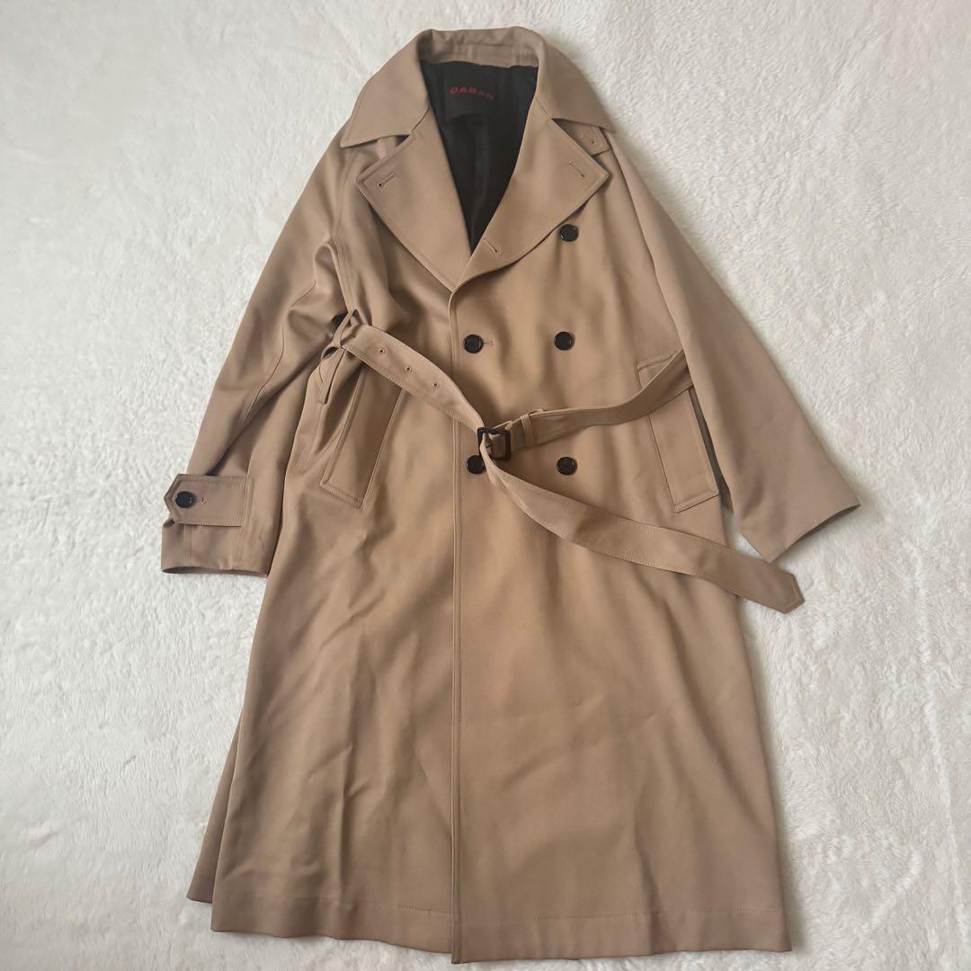 美品　CABaN ウール　ギャバジン　ロングトレンチコート　ベージュ　S