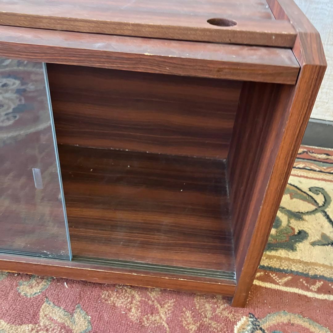 昭和レトロ ミッドセンチュリー ガラス扉 木製レコードラック テレビ台 古家具