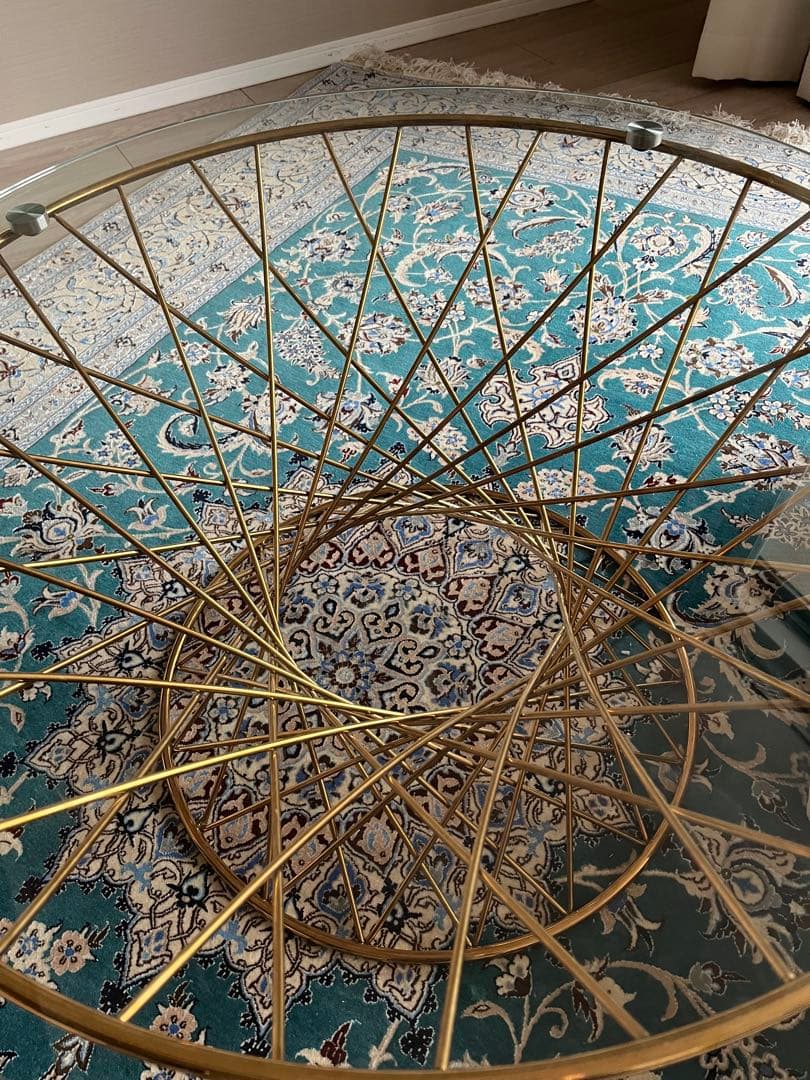 Francfranc マーリア コーヒーテーブル クリア×ゴールド